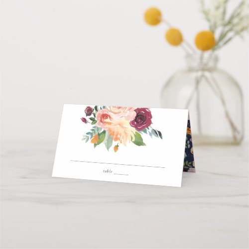 Fall Floral Wedding Place Card