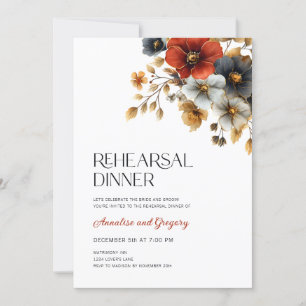 Fall Floral Wedding Rehearsal Dinner Invitation