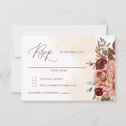 Fall Floral Wedding  RSVP Card