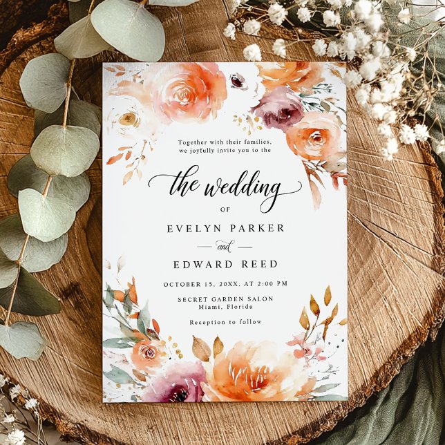 Fall Floral Wedding Rustic Botanical Boho Chic Invitation (Creator Uploaded)