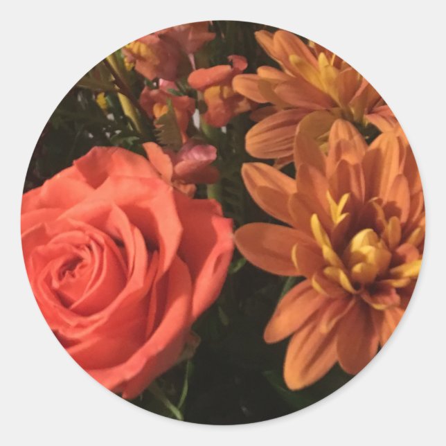 Fall Floral Wedding Stickers and Envelope Seals (Front)