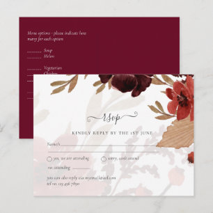 Fall Floral Wedding Suite Terracotta Burgundy Red Postcard