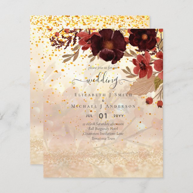 Fall Floral Wedding Terracotta Burgundy Red (Front/Back)