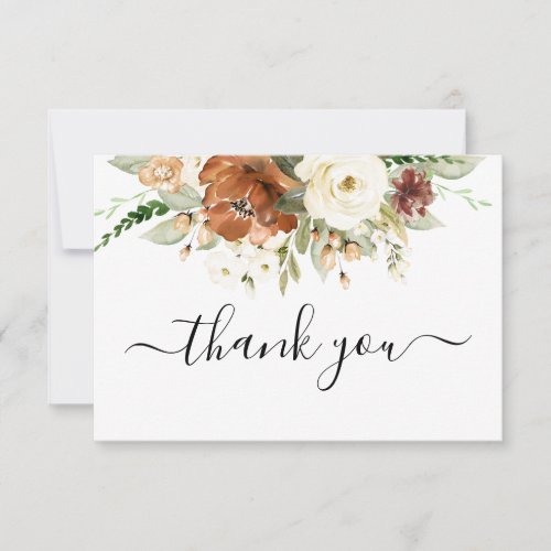 Fall Floral Wedding Thank you card