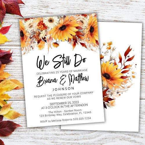 Fall Floral Wedding Vow Renewal Invitation