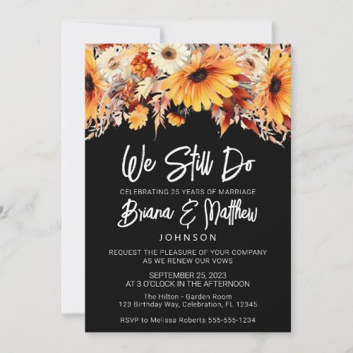 Fall Floral Wedding Vow Renewal Invitation