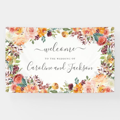 Fall Floral Wedding Welcome Banner