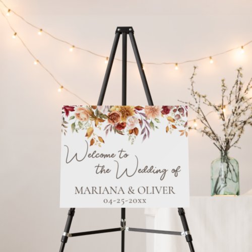 Fall Floral Wedding Welcome Sign