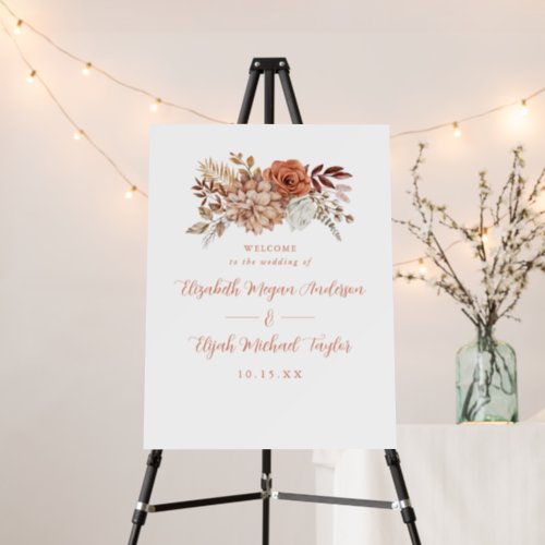 Fall Floral Wedding Welcome Sign