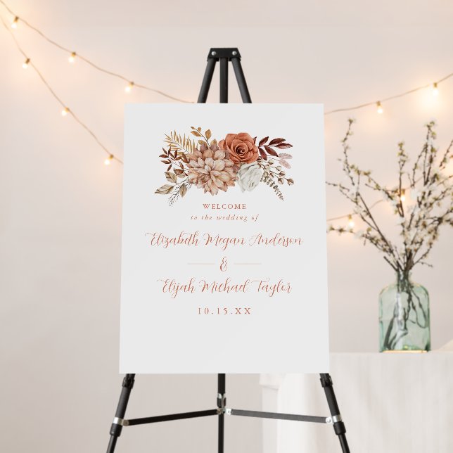 Fall Floral Wedding Welcome Sign (In Situ (Stand))