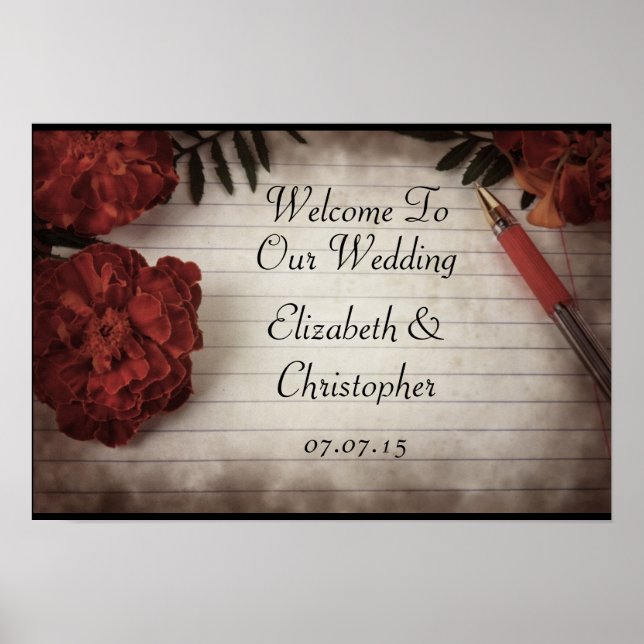 Fall Floral Welcome To Our Wedding Poster (Front)