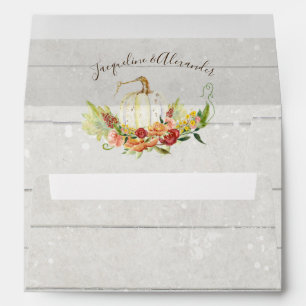 Fall Floral White Pumpkin Burgundy Red Pink Yellow Envelope