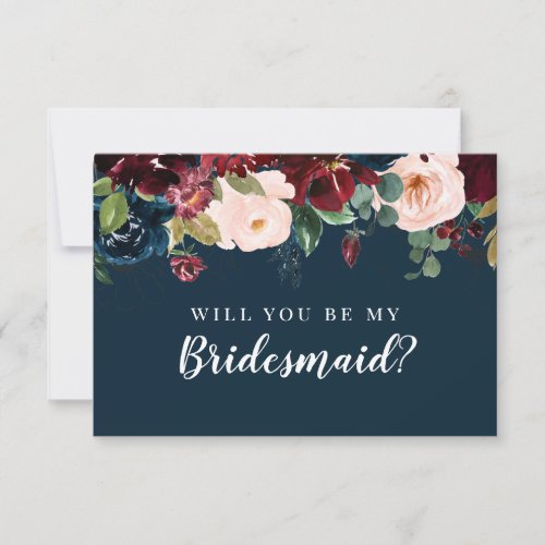 Fall Floral Will You Be My Bridesmaid Proposal Invitation