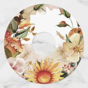 Fall Floral With Area To Write Name Wine Glass Tag