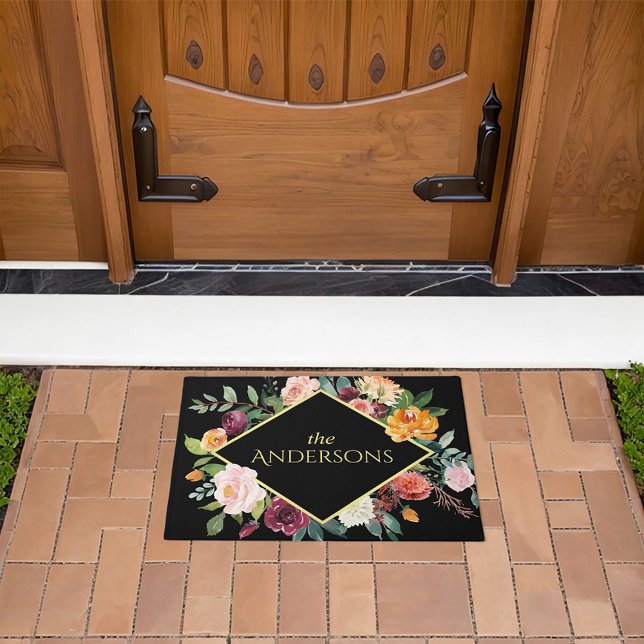 Fall Floral with Your Family Name Doormat (Creator Uploaded)