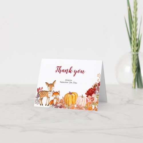 Fall Floral Woodland Thank You card