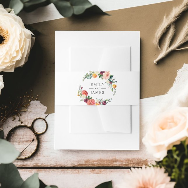 Fall Floral Wreath Monogram Wedding Invitation Belly Band (Creator Uploaded)