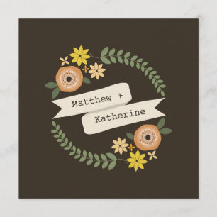 Fall Floral Wreath Wedding From Bride's Parents Invitation