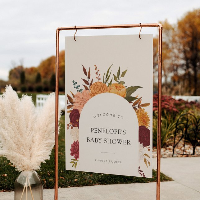 Fall Florals Arch Baby Shower Welcome Foam Board (Creator Uploaded)