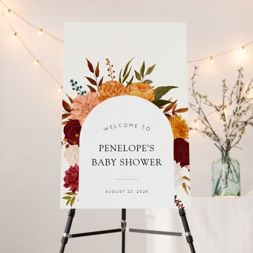 Fall Florals Arch Baby Shower Welcome Foam Board