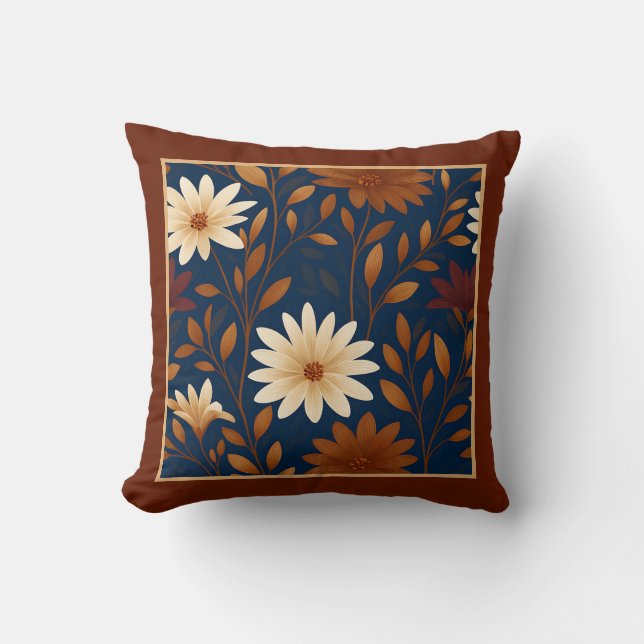 Fall Florals Farmhouse Boho – Elegant  Throw Pillow (Front)