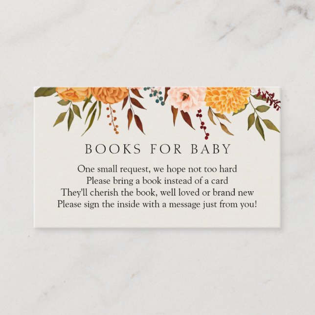 Fall Florals Mums Books for Baby insert card (Front)