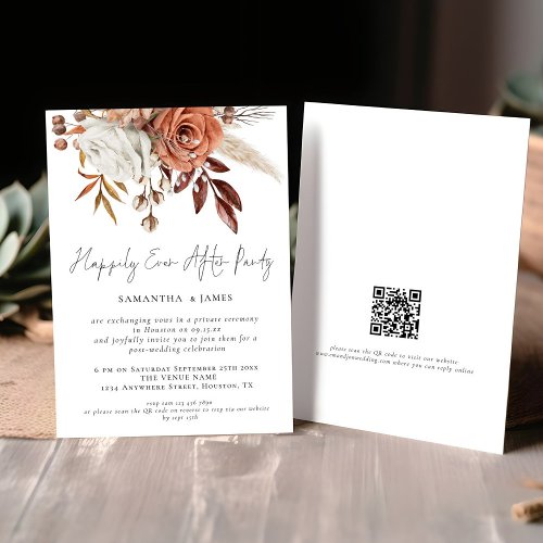 Fall Florals QR  Happily Ever After Party Wedding Invitation