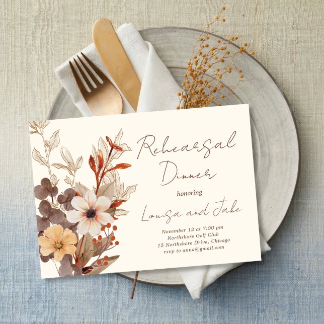 Fall Florals Rehearsal Dinner Invitation (Creator Uploaded)