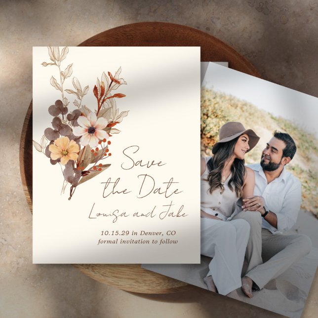 Fall Florals Save the Date Photo Invitation (Creator Uploaded)