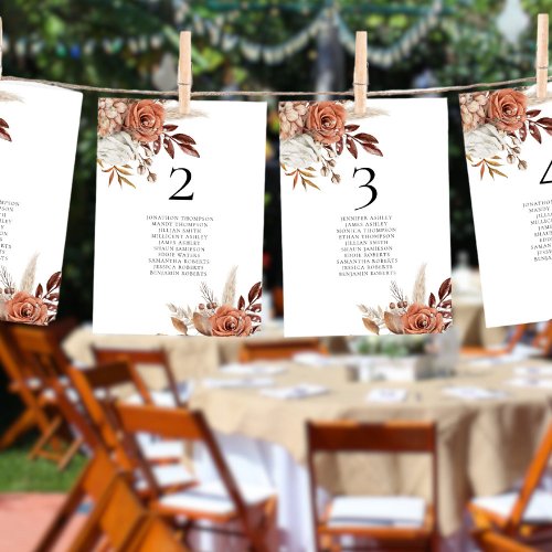 Fall Florals Table Number Names Seating Chart Card