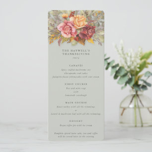 Fall Florals Thanksgiving Flat 4 Course Menu