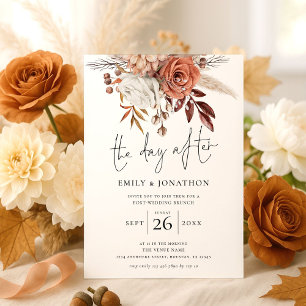 Fall Florals The Day After Photo Wedding Brunch Invitation