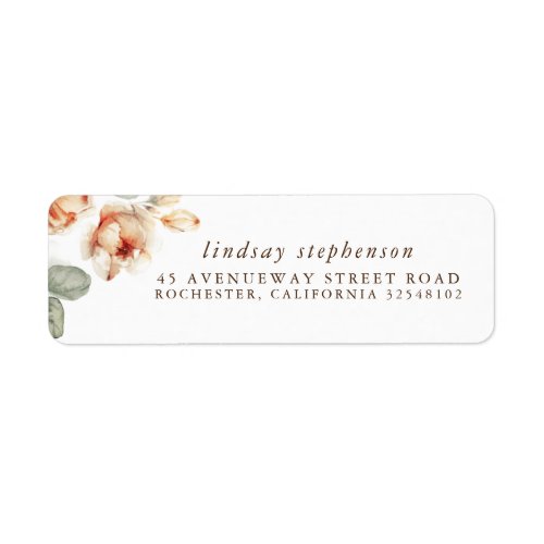 Fall Flower Blooms Elegant Watercolor Label