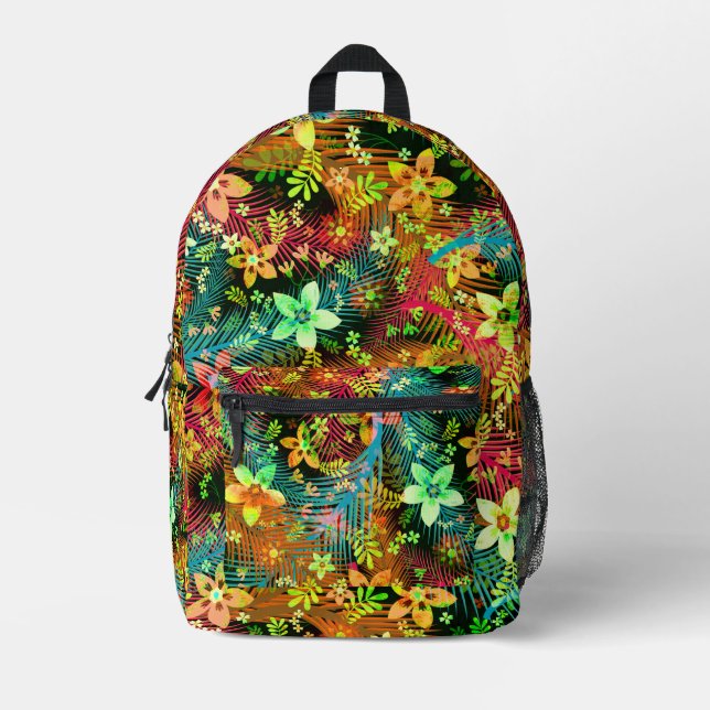 Fall Flower Bouquet - Edelweiss Flower Feathers Printed Backpack (Front)