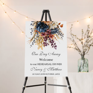 Fall Flower Bouquet Rehearsal Dinner Welcome Sign