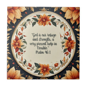 Fall Flower Frame Bible Verses Ceramic Tile