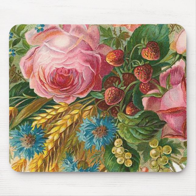 "Fall Flower Harvest" Vintage Mouse Pad (Front)