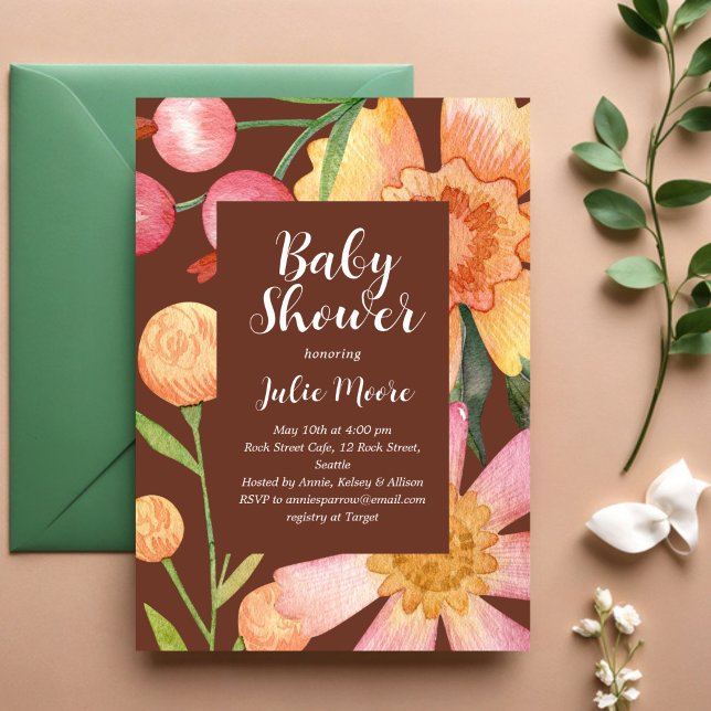 Fall Flower Power Baby Shower Invitation (Creator Uploaded)