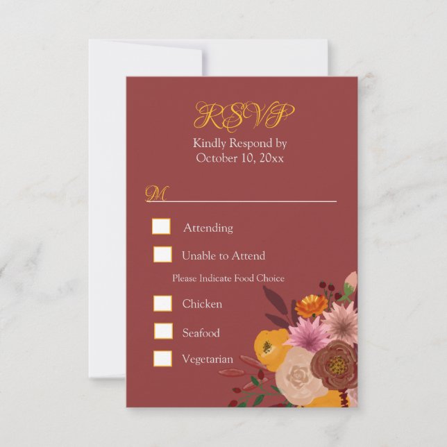 Fall Flower RSVP Response Card (Front)