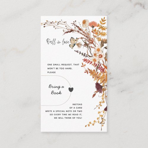 Fall flower rustic minimalist Shower Book request Enclosure Card