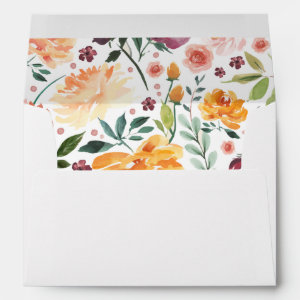 Fall Flower Wedding Envelopes - Orange Maroon Pink