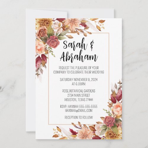 Fall Flower Wedding Invitation