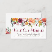Fall Flower Wedding Website Insert Cards, Orange (Front/Back)