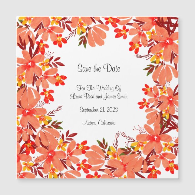 Fall Flowers and Leafs Save the Date  Postcard (Front)