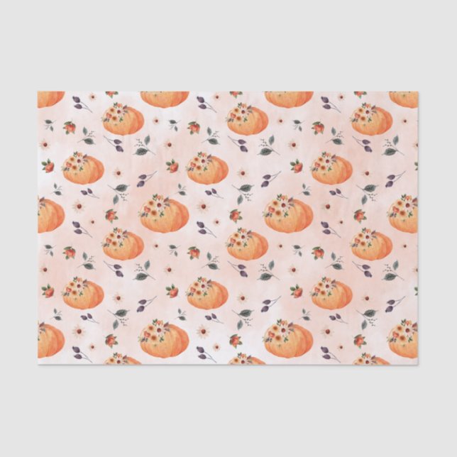 Fall Flowers and Pumpkins Tissue Paper (Front)
