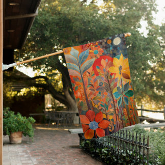 Fall Flowers Artwork House Flag