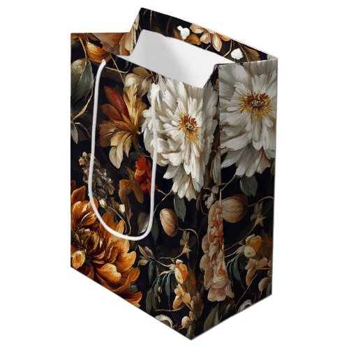 Fall Flowers Autumn Botanical Vintage Pattern Medium Gift Bag