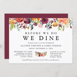 Fall Flowers Boho Rehearsal Dinner Invitation