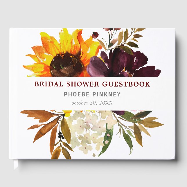 Fall Flowers Bridal Shower Guest Book (Front)