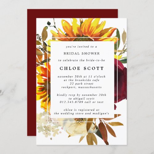 Fall Flowers Bridal Shower Invitation